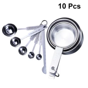 Stainless steel measuring cup and spoon